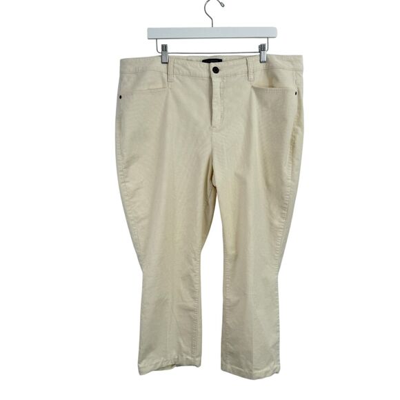 Talbots High Waist Straight Leg Simply Flattering Cream Corduroy Pants Women 18W - Picture 1 of 6